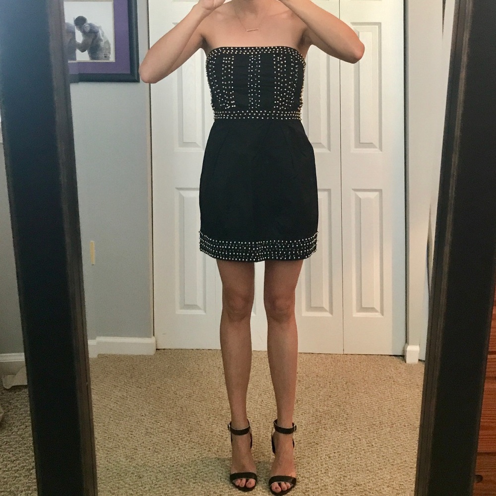 French Connection studded strapless mini dress